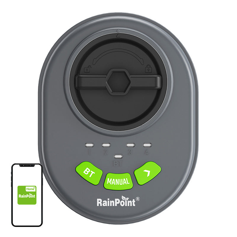 RainPoint 4 zonu sprinkleru kontrolieris ar lietotni, Bluetooth