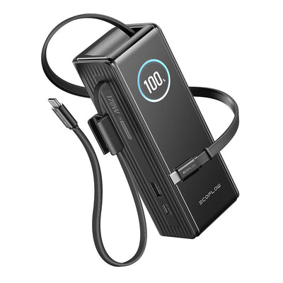 EcoFlow RAPID ārējais akumulators 25000mAh, 170W (iebūvēti 100W kabeļi).