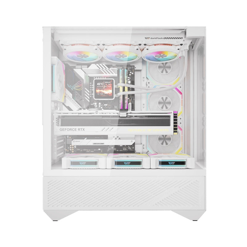 Darkflash DY460 datora korpuss (balts) + 4 ARGB ventilatori