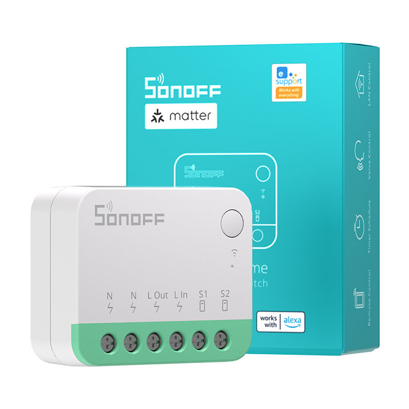 Sonoff MINIR4M Matter viedais WiFi mini slēdzis (HomeKit, SmartThings, Home Assistant).