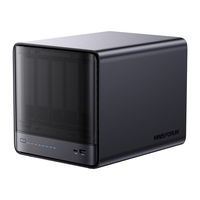 MINI-PC Minis Forum NAS N5 AMD Ryzen 7 H255, 16 GB + 128 GB operētājsistēmas atmiņa