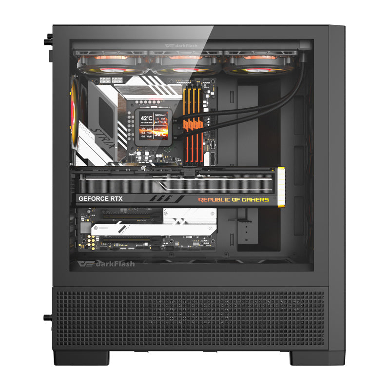 DarkFlash datora korpuss AIRNOVA Black (+3 ventilatori)