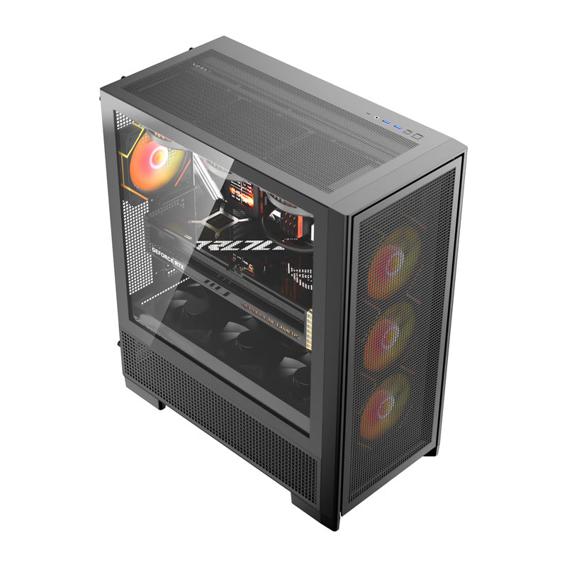 DarkFlash datora korpuss AIRNOVA Black (+3 ventilatori)