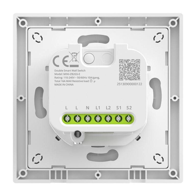 SONOFF MINI-ZB2GS-E ZigBee divu kanālu sienas slēdzis.