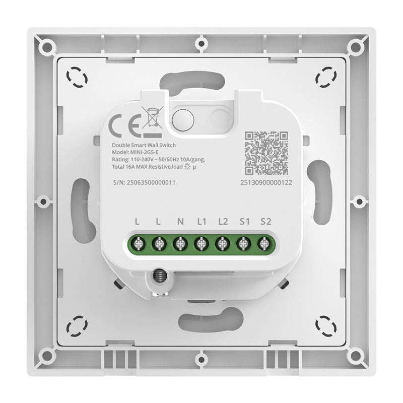 SONOFF MINI-2GS-E Matter divkanālu sienas slēdzis.