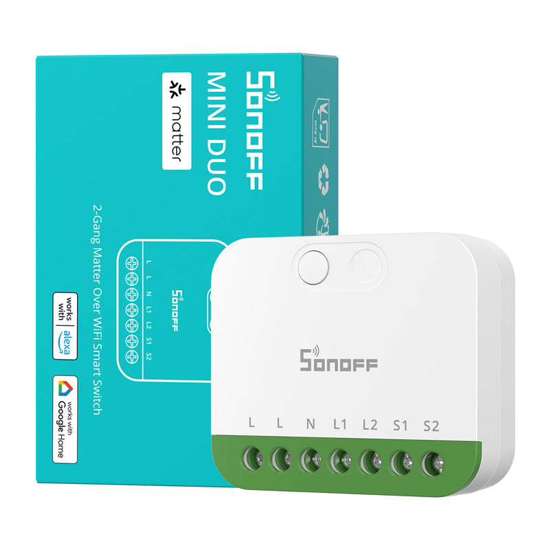 Sonoff MINI-2GS Matter divu kanālu mini pārslēdzējs