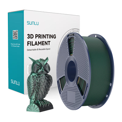 Sunlu PLA+ zīda duālās krāsas filaments (melns un zaļš)