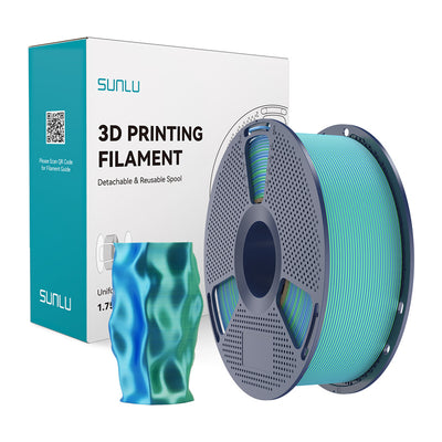 Sunlu PLA+ zīda duālās krāsas filaments (zili-zaļš)