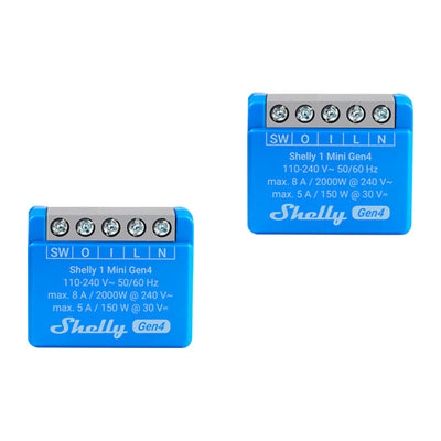2 Shelly 1 Mini Gen4 Zigbee/Matter kontrolieru komplekts