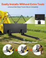 VEVOR Skid Steer Pallet Forks, 1179 kg Rated Capacity, Pallet Fork Frame Attachment with 122 cm Pallet Forks Blades, 47.6 mm Ball Hitch Receiver, Quick Tach Connection for Skid Steers, Tractors