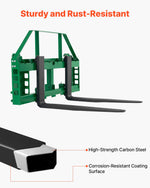 VEVOR Skid Steer Pallet Forks, 1814 kg Rated Load Capacity, Pallet Fork Frame Attachment with 122 cm Pallet Forks Forklift Blades, 50.8 mm Hitch Receiver & Spear Sleeves, Fit for JD Tractors