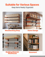 VEVOR Lumber Rack, 3-Tier 2-Pack 50 kg per Tier, Foldable Wood Storage, Wall-mounted for Garages, Workshops, Warehouse, Basement, Heavy-Duty Cantilever Arms, Locking Pins, Steel, Orange & Black