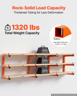 VEVOR Lumber Rack, 3-Tier 4-Pack 100 kg per Tier, Welded Wood Pipe Storage, Wall-mounted Organizer for Garages, Workshops, Warehouse, Basement, Heavy-Duty Steel Cantilever Arms, Locking Pins, Orange