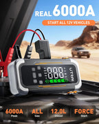 UTRAI 5-in-1 6000A Auto Starteris ar Kompresoru un Power Bank funkciju