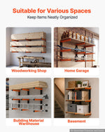 VEVOR Lumber Rack, 3-Tier 3-Pack 50 kg per Tier, Foldable Wood Storage, Wall-mounted for Garages, Workshops, Warehouse, Basement, Heavy-Duty Cantilever Arms, Locking Pins, Steel, Orange & Black