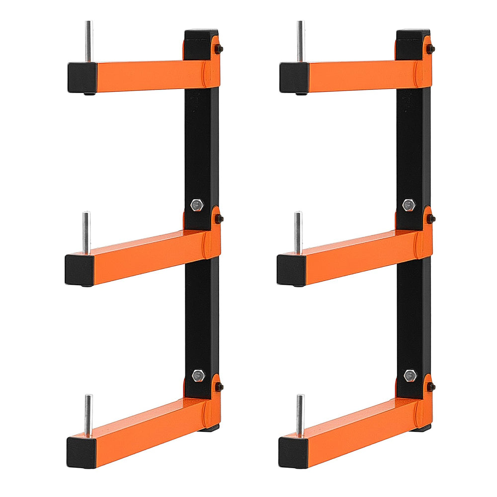 VEVOR Lumber Rack, 3-Tier 2-Pack 50 kg per Tier, Foldable Wood Storage, Wall-mounted for Garages, Workshops, Warehouse, Basement, Heavy-Duty Cantilever Arms, Locking Pins, Steel, Orange & Black