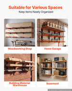 VEVOR Lumber Rack, 3-Tier 4-Pack 50 kg per Tier, Foldable Wood Storage, Wall-mounted for Garages, Workshops, Warehouse, Basement, Heavy-Duty Cantilever Arms, Locking Pins, Steel, Orange &amp; Black