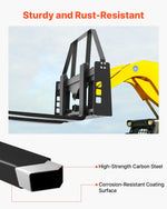 VEVOR Skid Steer Pallet Fork Frame, 1814 kg Rated Capacity, 115 cm Pallet Fork Frame Attachments with 50.8 mm Hitch Receiver & Spear Sleeves, Fit for Quick Attach Tractor Loaders, Frame Only