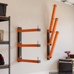 VEVOR Lumber Rack, 3-Tier 2-Pack 50 kg per Tier, Foldable Wood Storage, Wall-mounted for Garages, Workshops, Warehouse, Basement, Heavy-Duty Cantilever Arms, Locking Pins, Steel, Orange & Black
