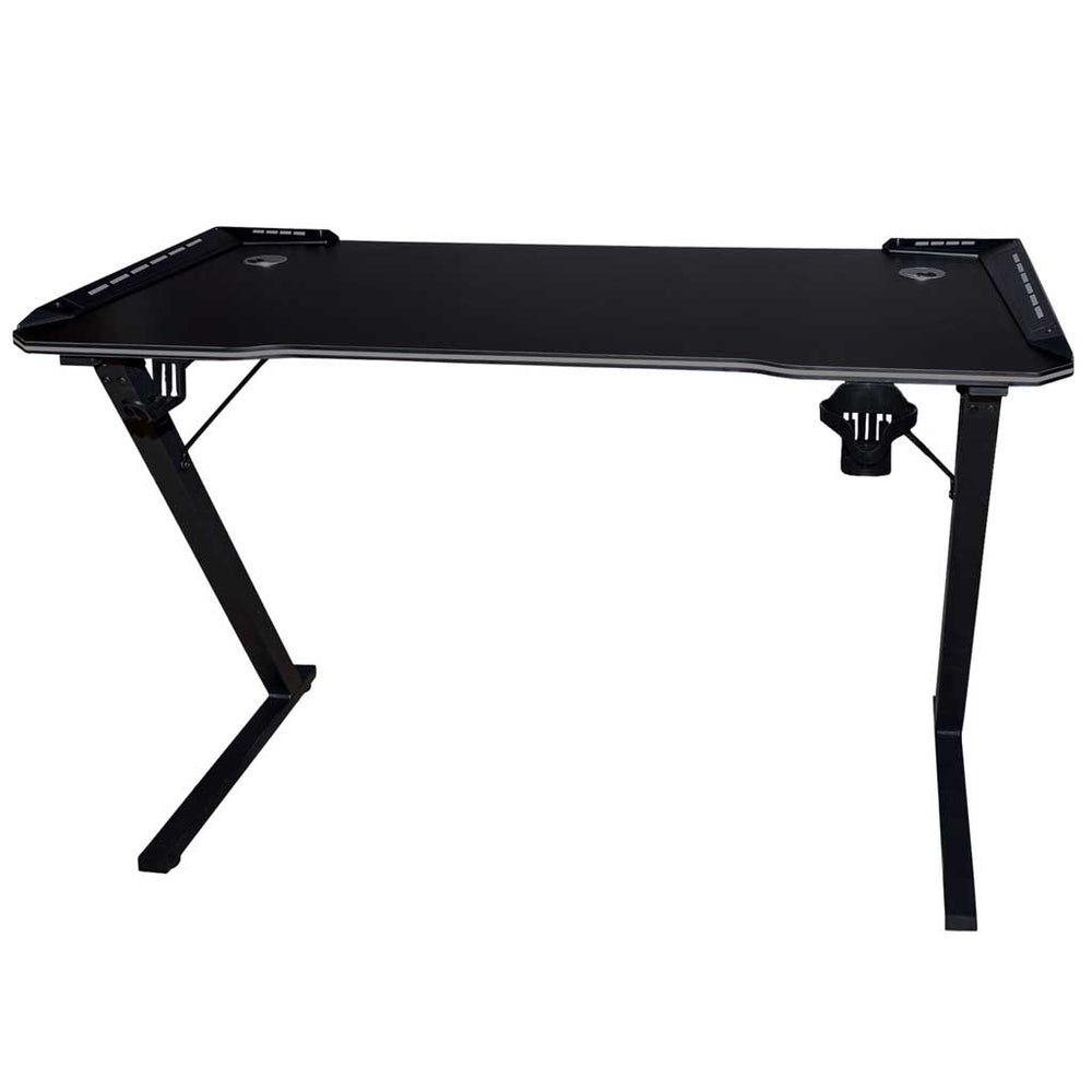 Gaming galds ar LED RGB apgaismojumu un datoru turētājiem spēlētājiem, 120x60 cm
