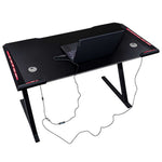 Gaming galds ar LED RGB apgaismojumu un datoru turētājiem spēlētājiem, 120x60 cm