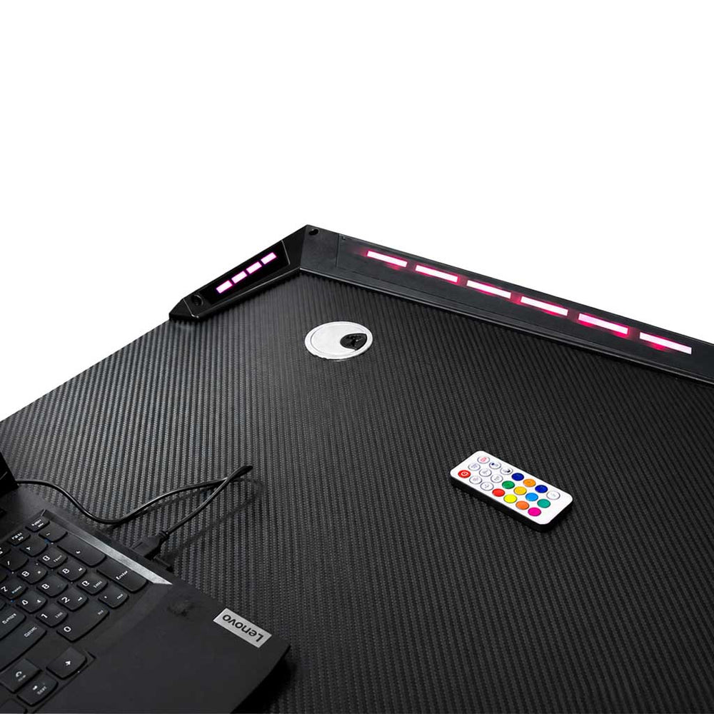 Gaming galds ar LED RGB apgaismojumu un datoru turētājiem spēlētājiem, 120x60 cm