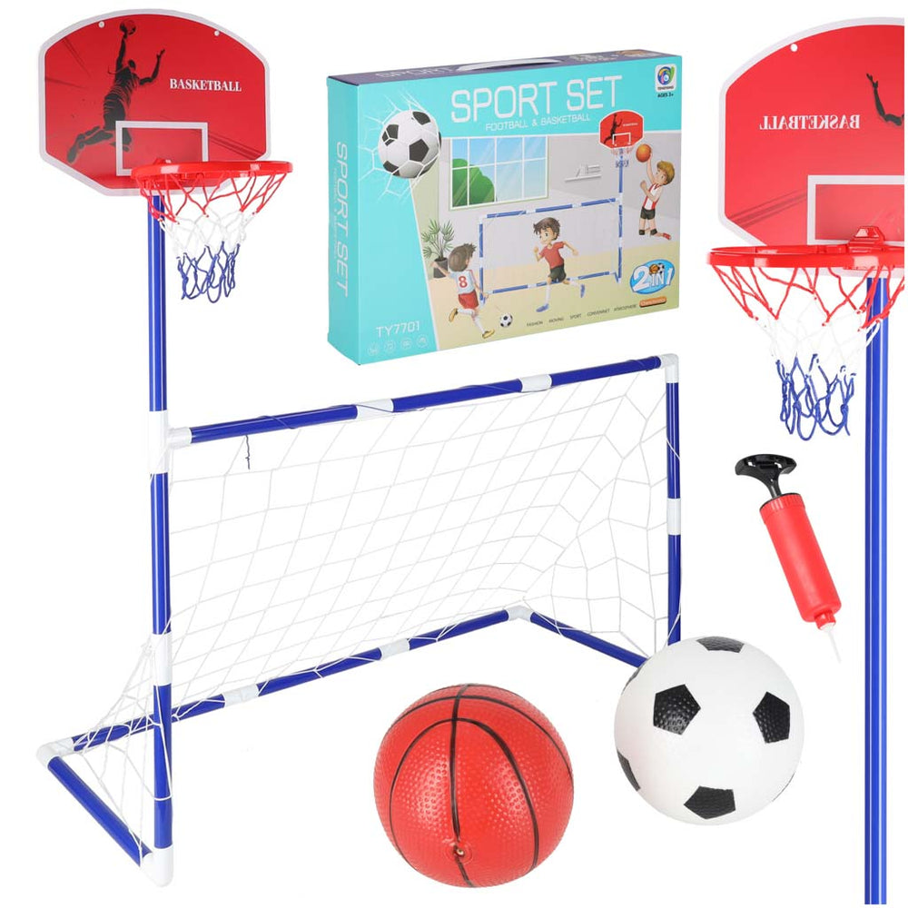 Futbola vārti futbola basketbola tablo basketbola spēle 2in1 2 bumbas sūknis