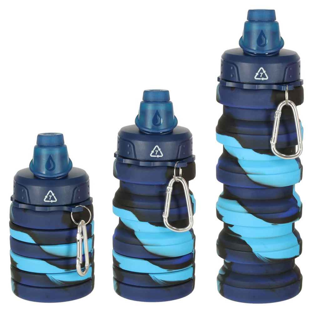 Ūdens pudele silikona saliekamā pudele ar rokturi sporta 500ml zila