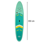 SUP piepūšamais peldēšanas dēlis ar sēdekli un piederumiem, airu komplekts tirkīza 350 cm