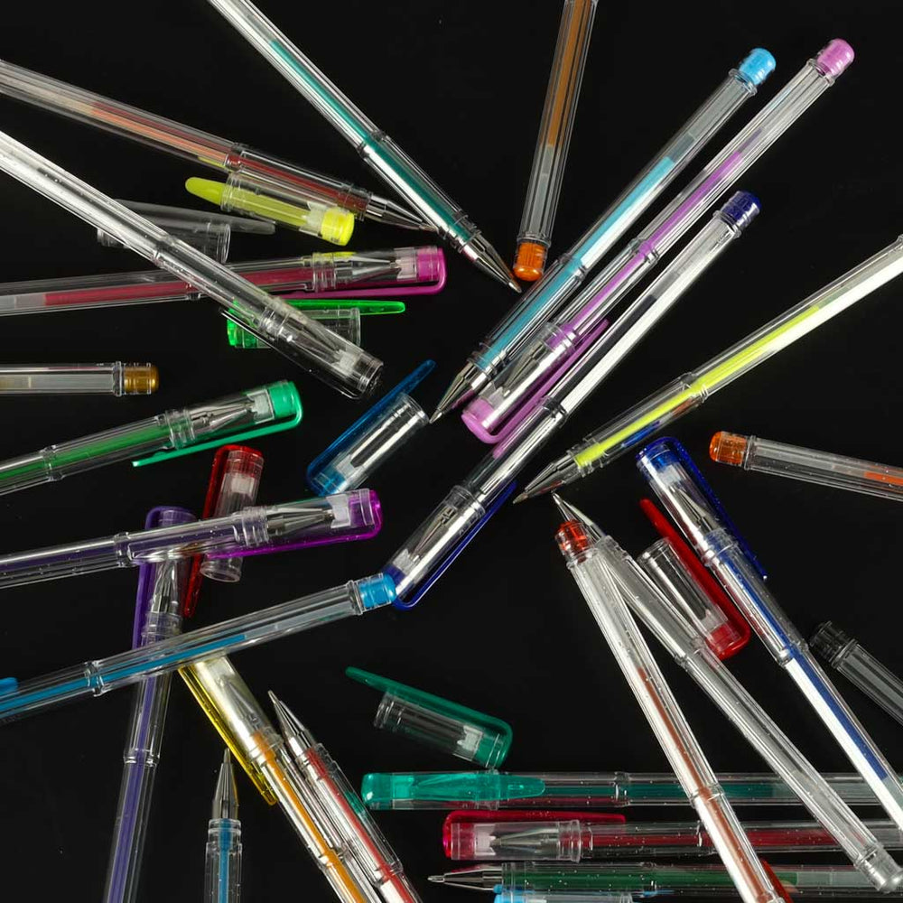 Krāsainu gliteru želejas pildspalvu komplekts 25 gab.