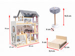 MDF koka leļļu māja + mēbeles 78cm melna LED