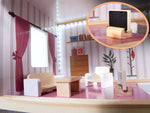 MDF koka leļļu māja + mēbeles 78cm melna LED