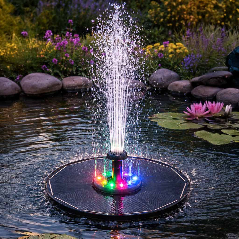 LUARO saules dīķa strūklaka dārza peldošais sūknis LED RGB 16cm