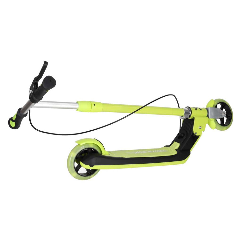 Bērnu skrejriteņš TRIKE FIX, divriteņu, ar LED apgaismojumu, salokāms, ar divkāršiem bremzēm, neona zaļā krāsā