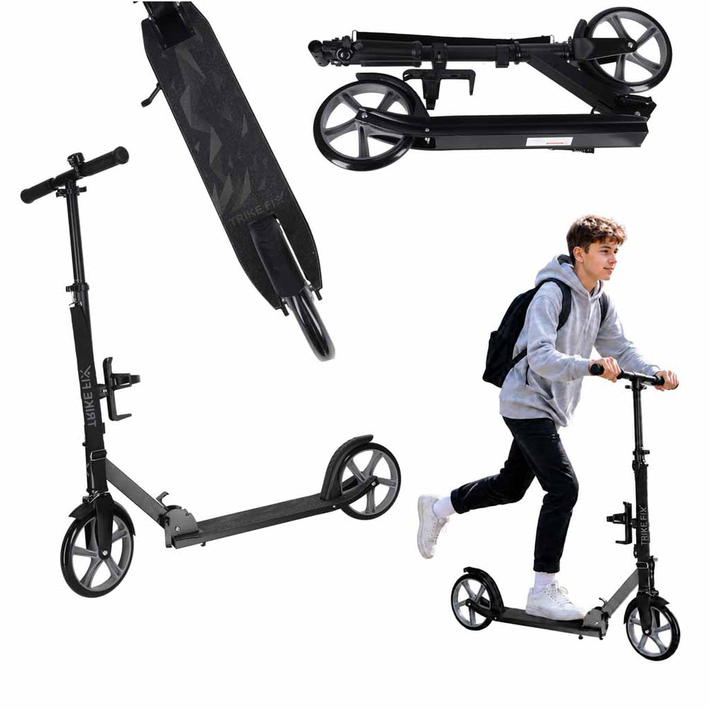 Trike Fix saliekamais pilsētas skrejriteņš ar 200 mm riteņiem, melnā un pelēkā krāsā