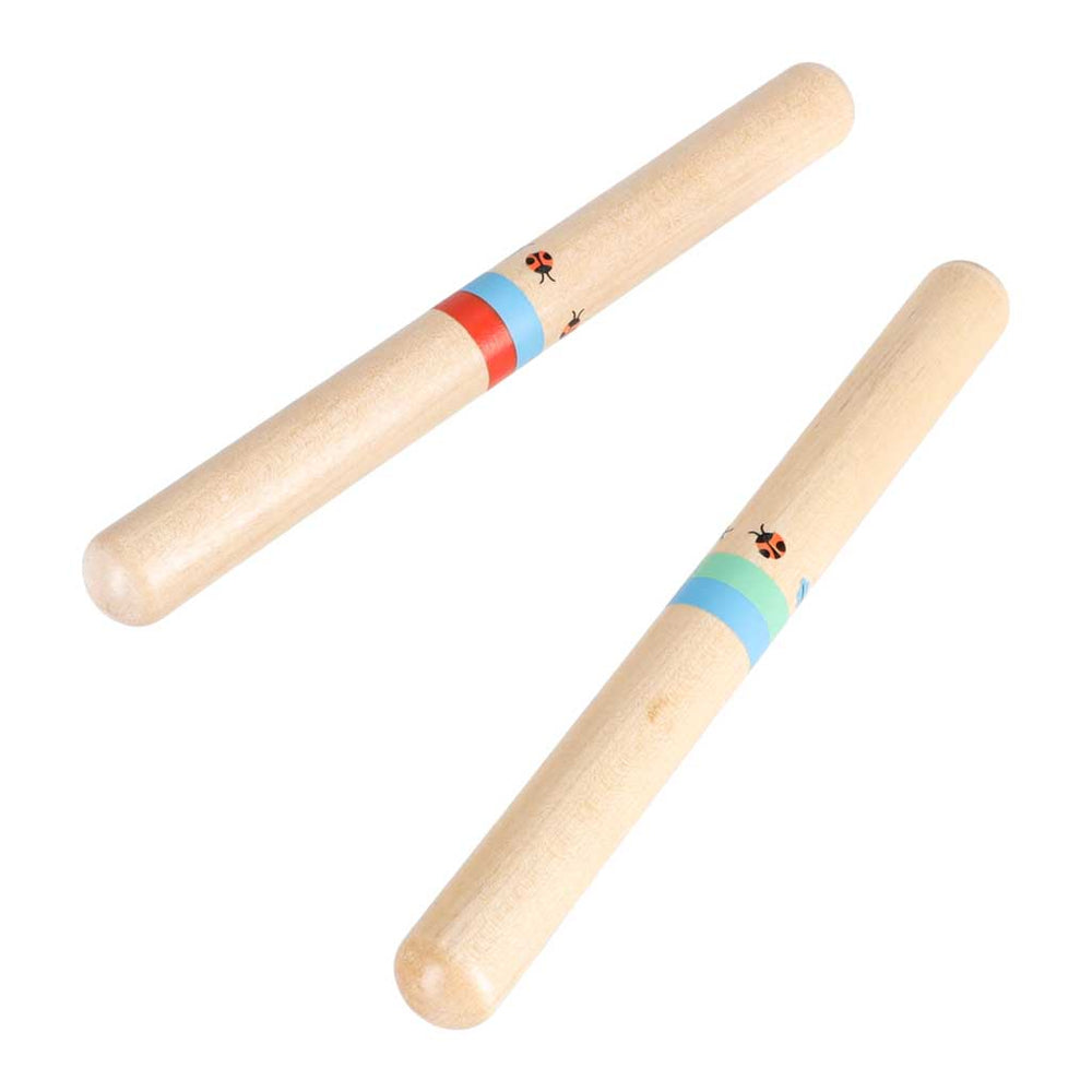 Koka mūzikas instrumenti bērniem: trijstūris, nūjiņas, mutes harmonika, rīve