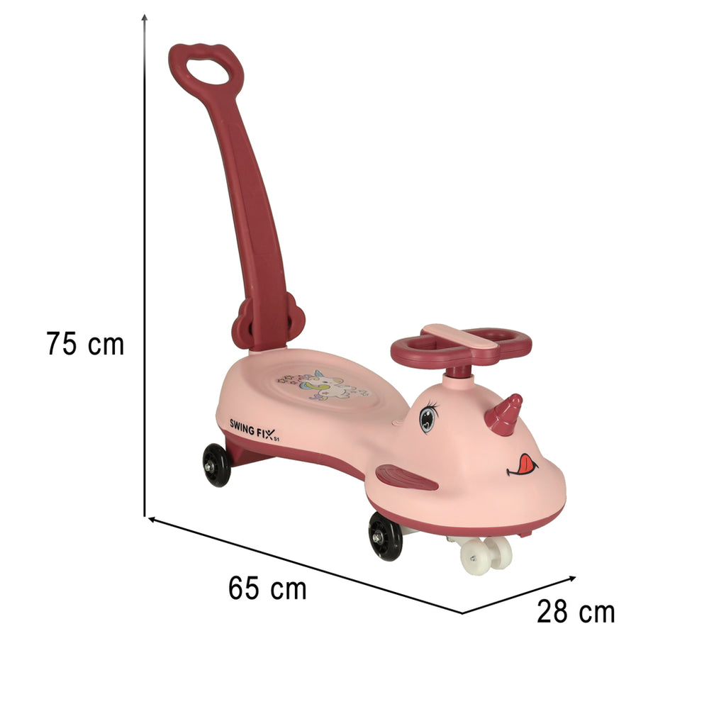 LED Swing FIX S1 gravitācijas skrejritenis ar rokturi rozā krāsā līdz 65 kg