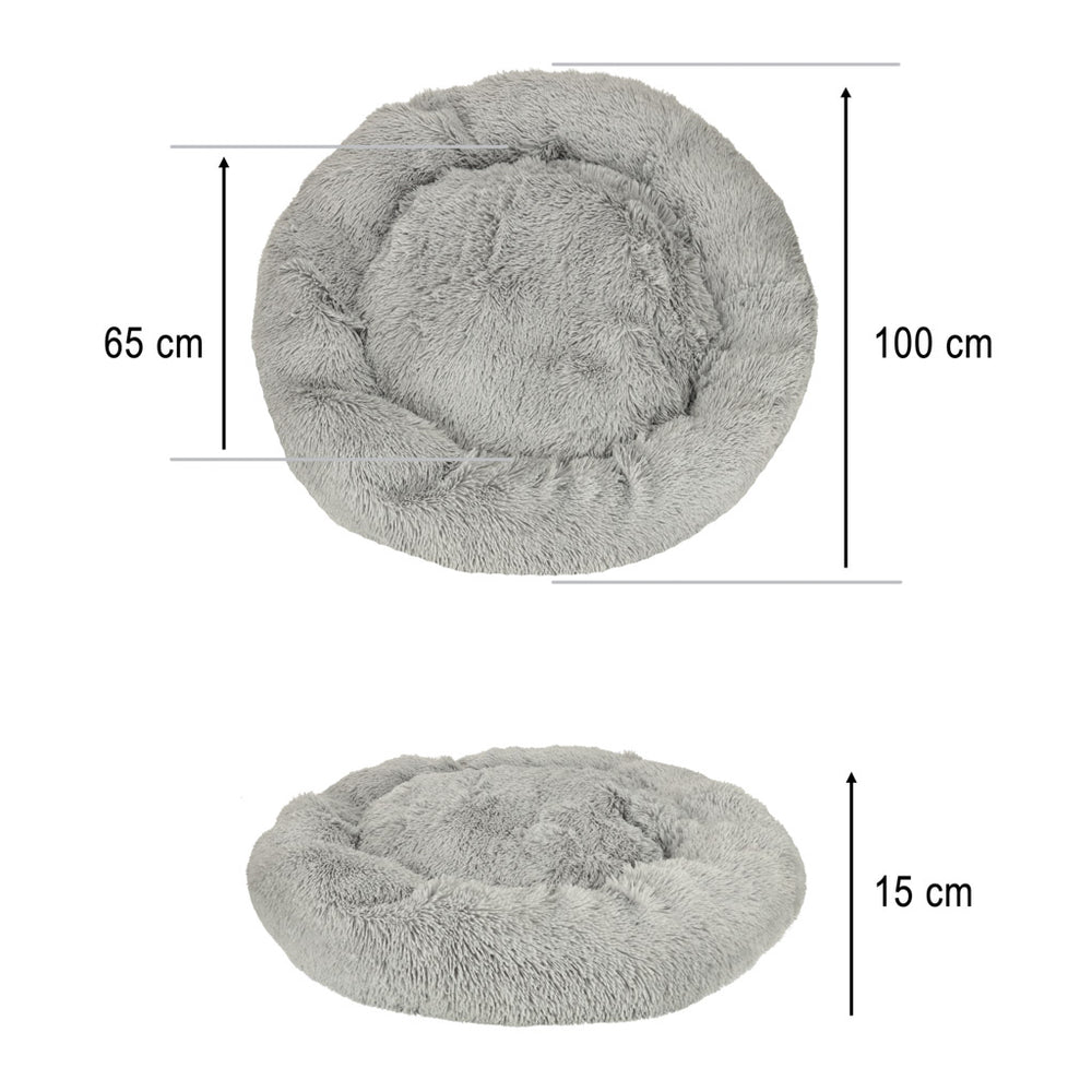 Suņu gulta plīša spilvens 100cm gaiši pelēks