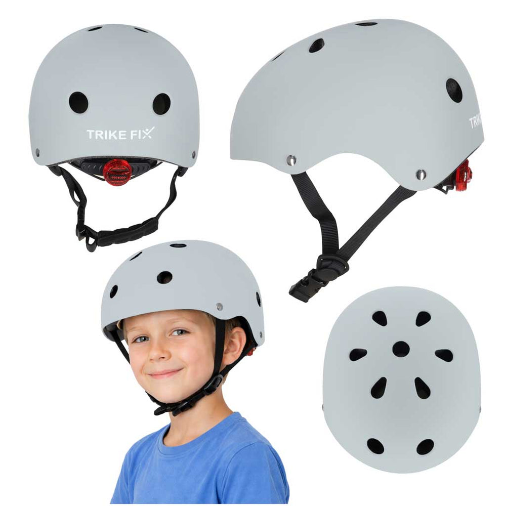 Trike Fix bērnu velosipēdu ķivere regulējama LED M 55-58cm tumši pelēka