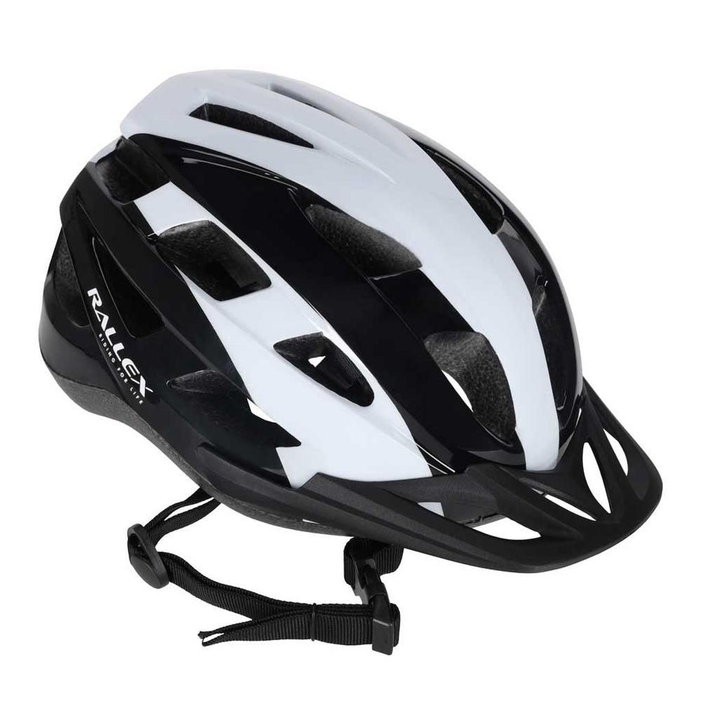 RALLEX sieviešu velosipēdu ķivere vīriešu regulējama melnā un baltā krāsā L 58-62cm