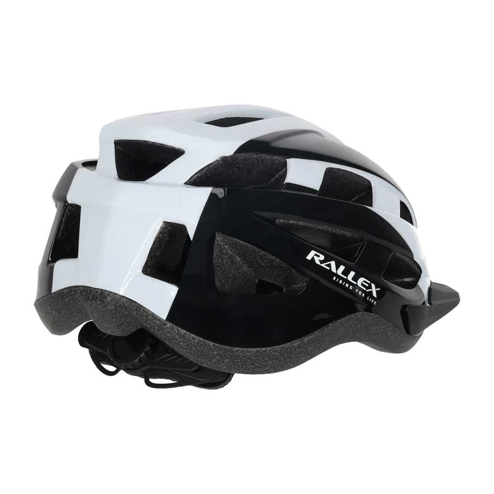 RALLEX sieviešu velosipēdu ķivere vīriešu regulējama melnā un baltā M 54-58cm