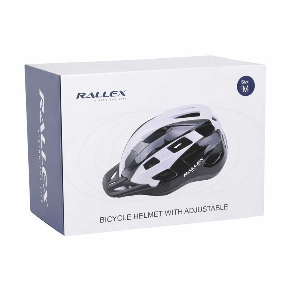 RALLEX sieviešu velosipēdu ķivere vīriešu regulējama melnā un baltā M 54-58cm