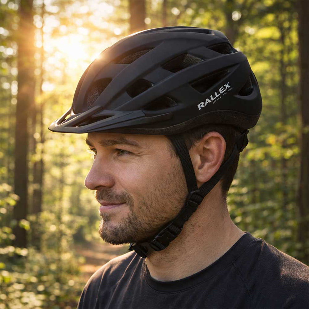 RALLEX sieviešu velosipēdu ķivere vīriešu regulējama melna L 58-62cm