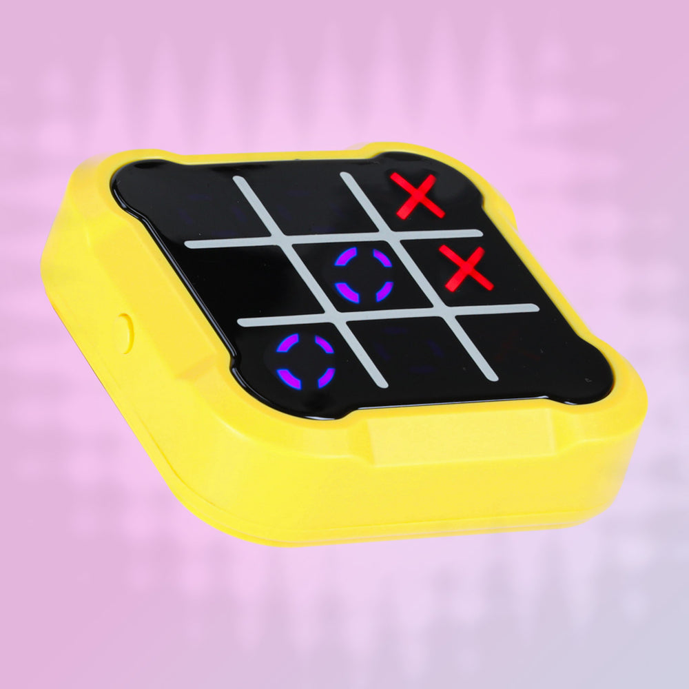 Krustu rats elektroniskā puzzle spēle tic tac toe konsole portatīvā dzeltena