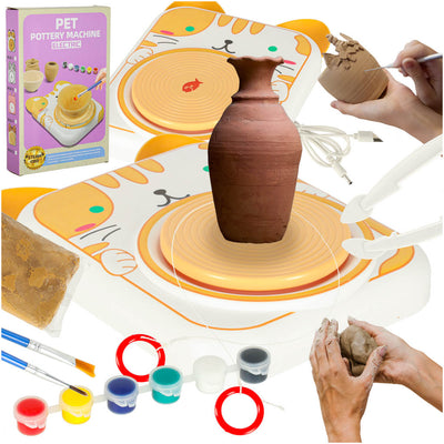 Potter's wheel radošais māla komplekts krāso kaķi dzelteni