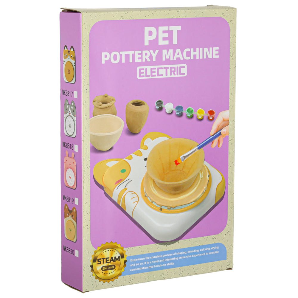 Potter's wheel radošais māla komplekts krāso kaķi dzelteni