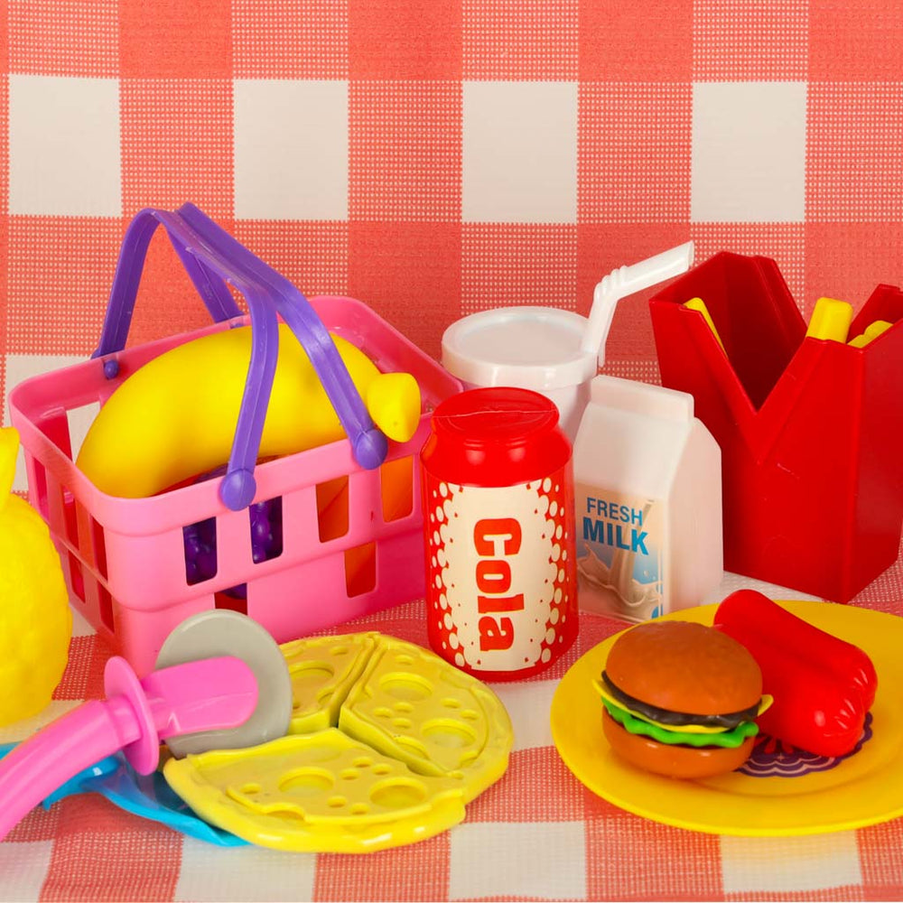Piknika grozs ātrā ēdināšana pica burgeru ēdiens pārtika piknika uzkodas