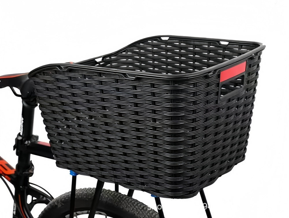 Rattan aizmugurējā bagāžnieka velosipēda grozs ar atstarotāju