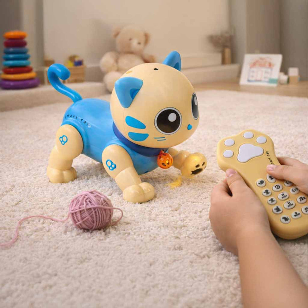 RC kaķu robots ar tālvadības pulti lec dzied debesis