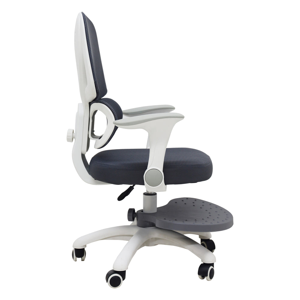 Bērna rakstāmgalda krēsls – ergonomisks, pagriežams, regulējams, pelēks
